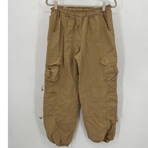 Halara Tan Nylon Cargo Pants Womens Medium High Waisted Drawstring Utility Khaki